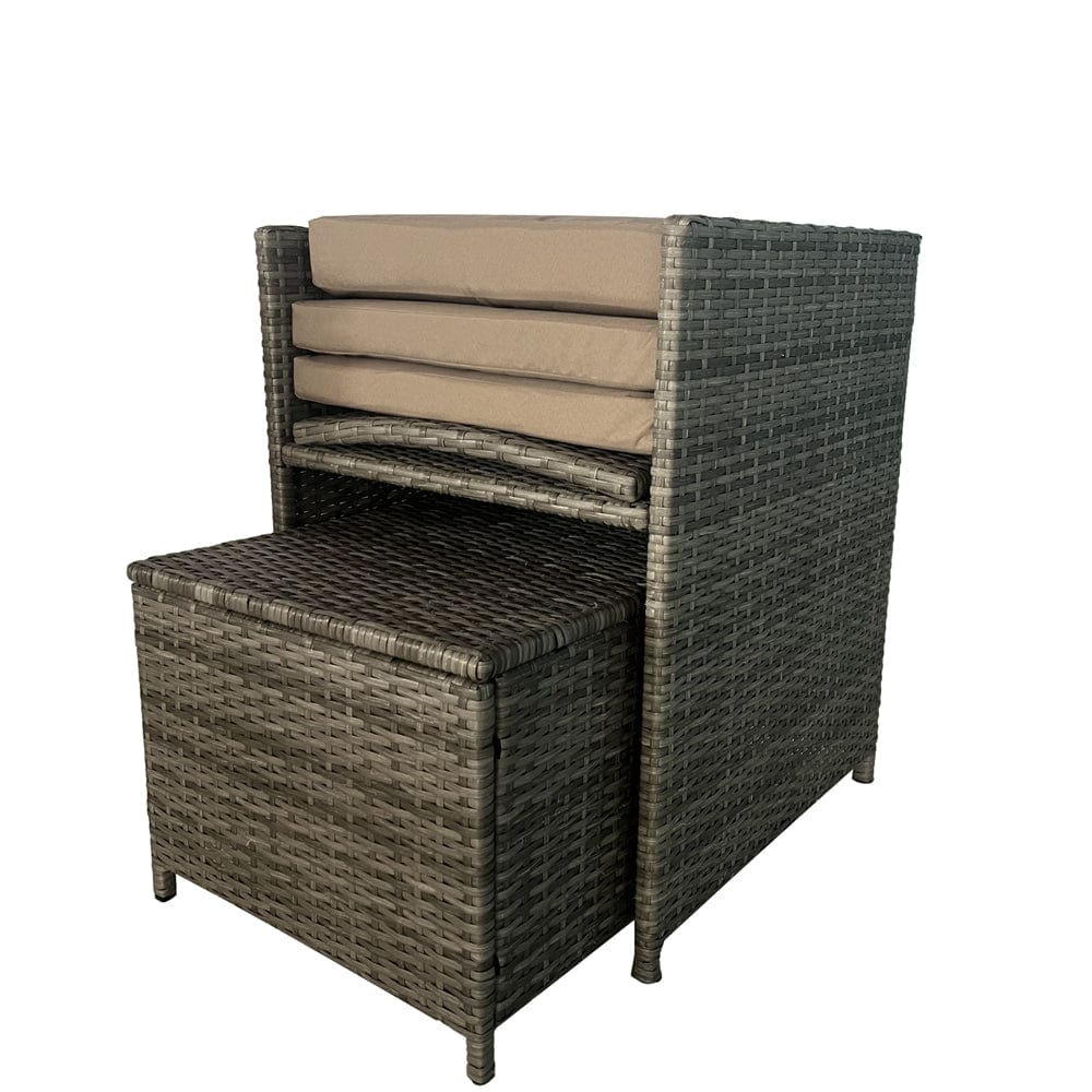 Eton Rattan Garden 8 Seater Cube Set In Grey