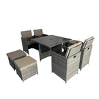 Eton Rattan Garden 8 Seater Cube Set In Grey