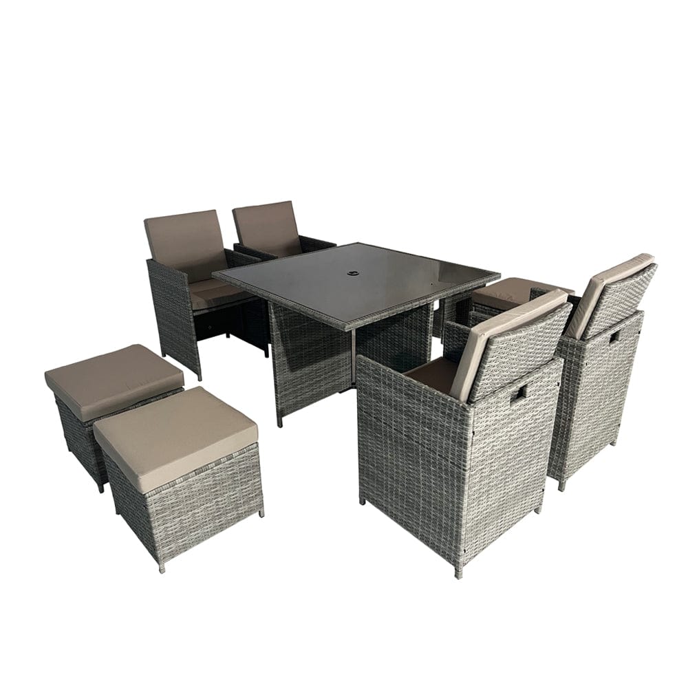 Eton Rattan Garden 8 Seater Cube Set In Grey