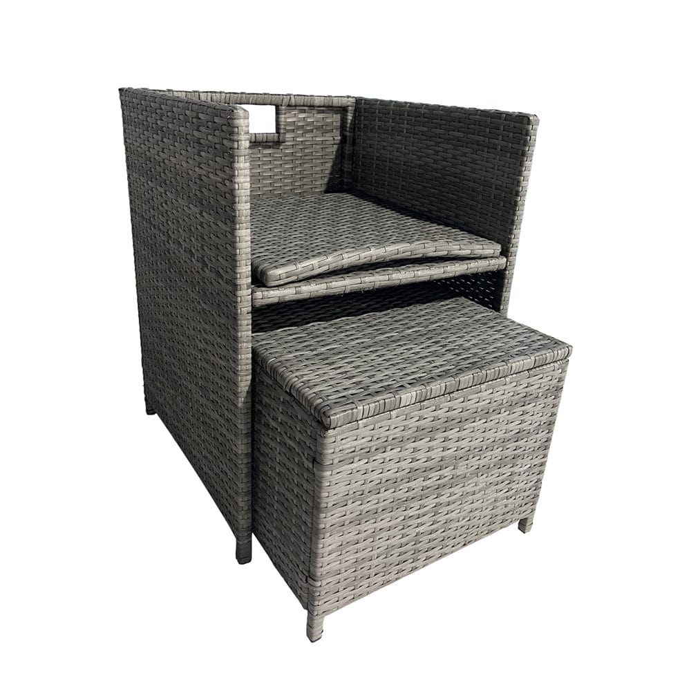 Eton Rattan Garden 8 Seater Cube Set In Grey