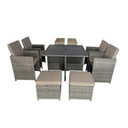 Eton Rattan Garden 8 Seater Cube Set In Grey