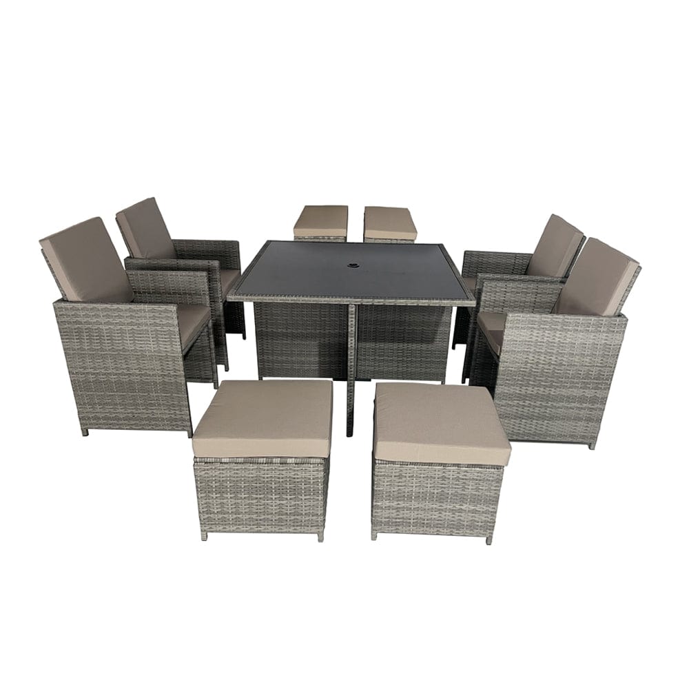 Eton Rattan Garden 8 Seater Cube Set In Grey