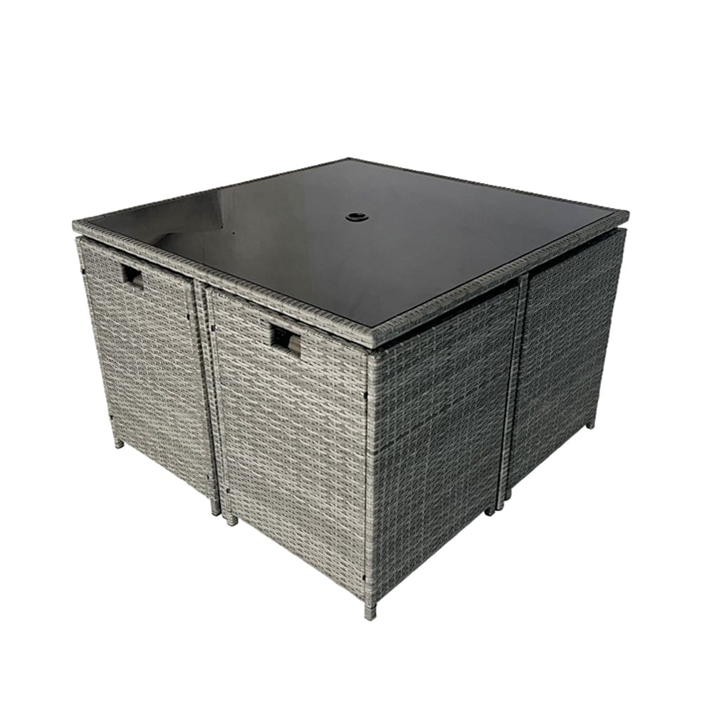 Eton Rattan Garden 8 Seater Cube Set In Grey