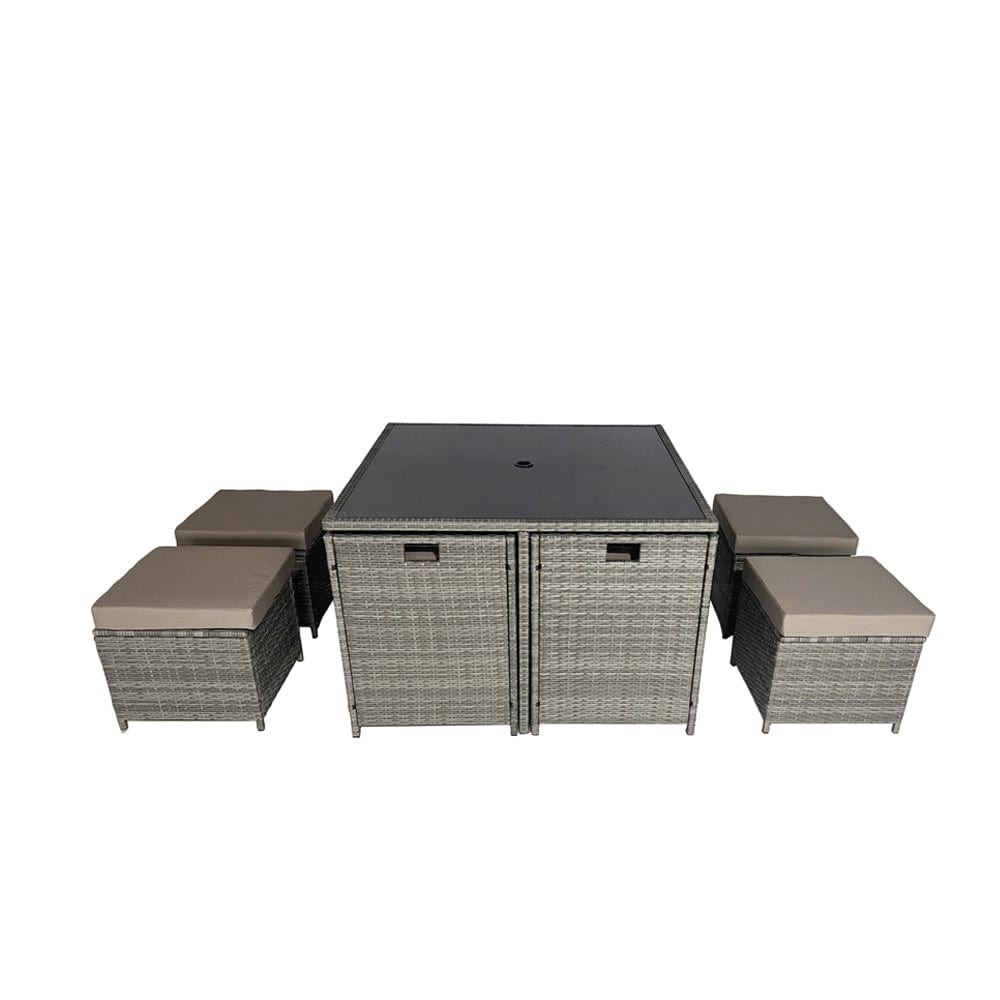 Eton Rattan Garden 8 Seater Cube Set In Grey