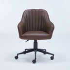 Brown Suede Fabric Swivel Office Chair Adjustable ArmChair