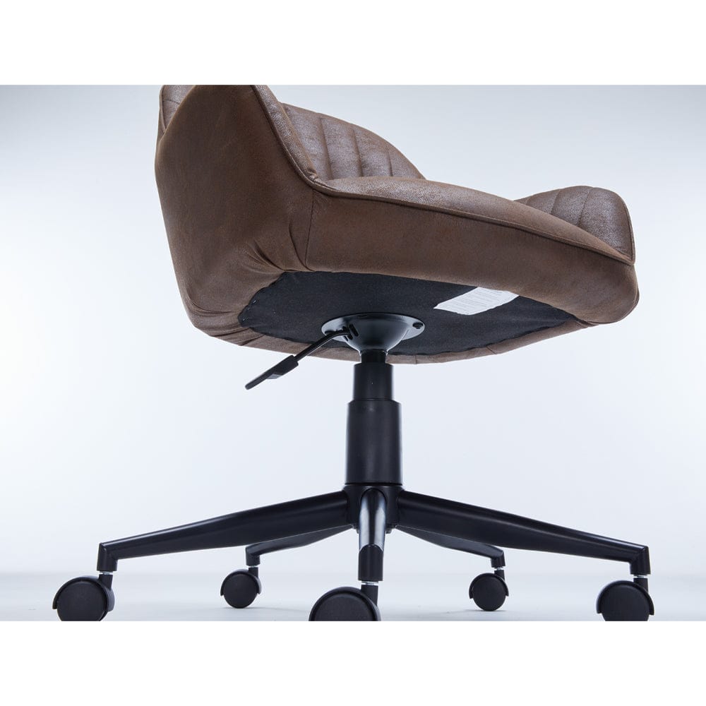 Brown Suede Fabric Swivel Office Chair Adjustable ArmChair