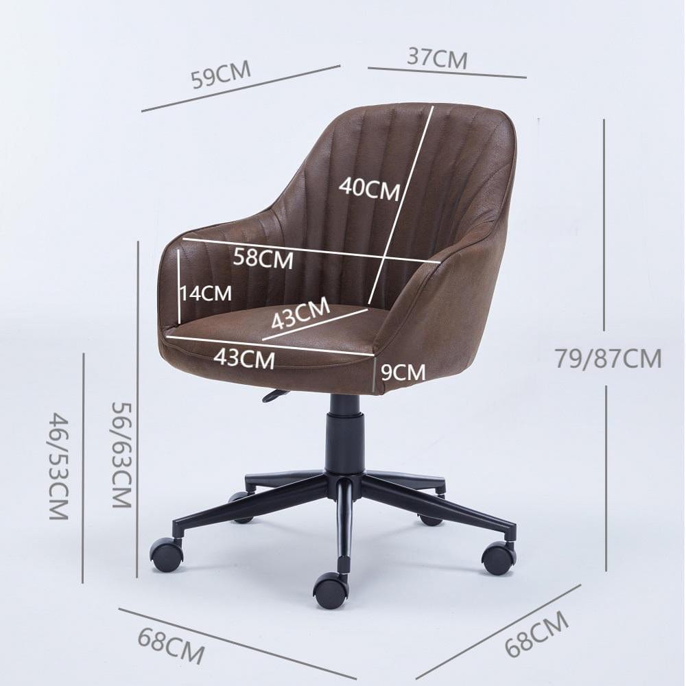 Brown Suede Fabric Swivel Office Chair Adjustable ArmChair