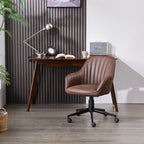 Brown Suede Fabric Swivel Office Chair Adjustable ArmChair