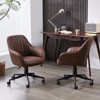 Brown Suede Fabric Swivel Office Chair Adjustable ArmChair