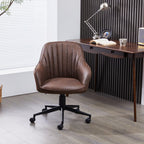 Brown Suede Fabric Swivel Office Chair Adjustable ArmChair