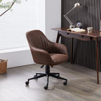 Brown Suede Fabric Swivel Office Chair Adjustable ArmChair