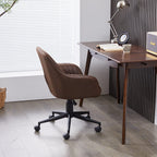 Brown Suede Fabric Swivel Office Chair Adjustable ArmChair