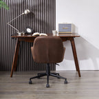 Brown Suede Fabric Swivel Office Chair Adjustable ArmChair