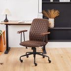 Brown Suede Fabric Swivel Office Chair Adjustable Chair with Armrest