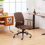 Brown Suede Fabric Swivel Office Chair Adjustable Chair with Armrest