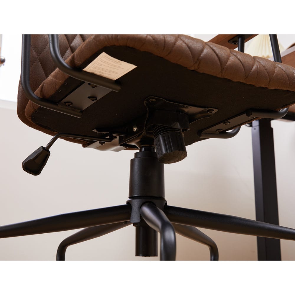 Brown Suede Fabric Swivel Office Chair Adjustable Chair with Armrest