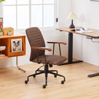 Brown Suede Fabric Swivel Office Chair Adjustable Chair with Armrest