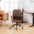 Brown Suede Fabric Swivel Office Chair Adjustable Chair with Armrest