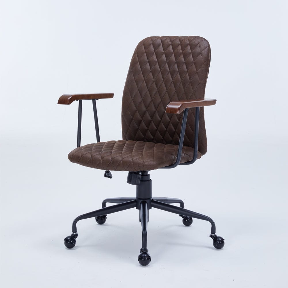 Brown Suede Fabric Swivel Office Chair Adjustable Chair with Armrest
