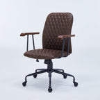 Brown Suede Fabric Swivel Office Chair Adjustable Chair with Armrest