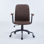 Brown Suede Fabric Swivel Office Chair Adjustable Chair with Armrest