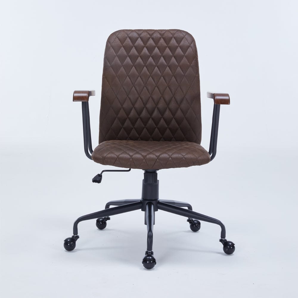 Brown Suede Fabric Swivel Office Chair Adjustable Chair with Armrest