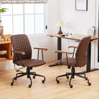 Brown Suede Fabric Swivel Office Chair Adjustable Chair with Armrest