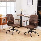 Brown Suede Fabric Swivel Office Chair Adjustable Chair with Armrest