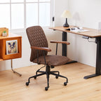 Brown Suede Fabric Swivel Office Chair Adjustable Chair with Armrest