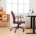 Brown Suede Fabric Swivel Office Chair Adjustable Chair with Armrest