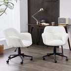 White Boucle Swivel Office Chair Armchair Adjustable Chair