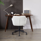 White Boucle Swivel Office Chair Armchair Adjustable Chair