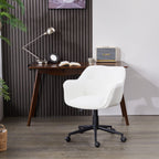 White Boucle Swivel Office Chair Armchair Adjustable Chair