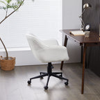 White Boucle Swivel Office Chair Armchair Adjustable Chair