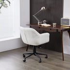 White Boucle Swivel Office Chair Armchair Adjustable Chair