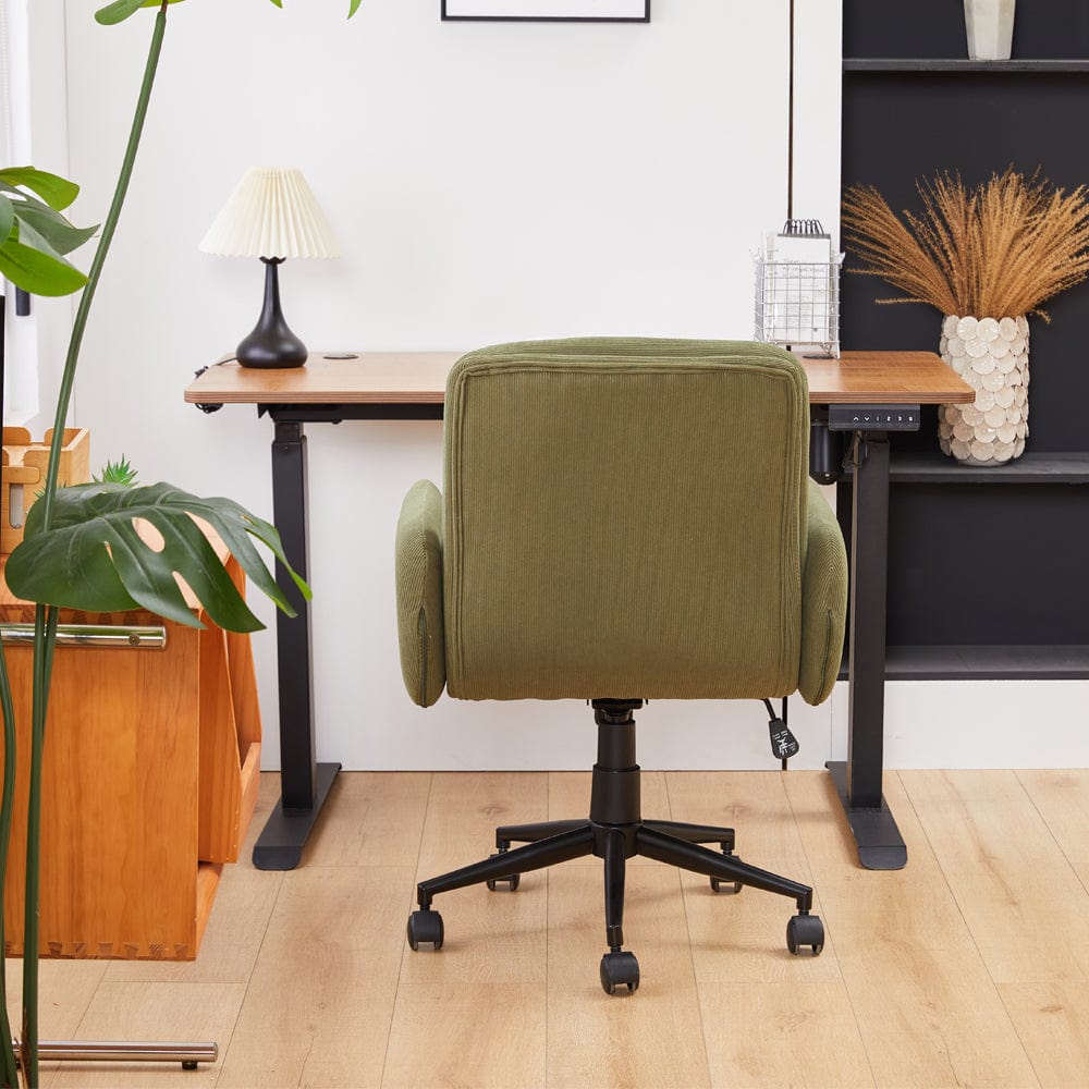 Green Corduroy Swivel Office Chair Armchair Adjustable Chair