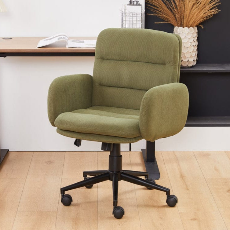 Green Corduroy Swivel Office Chair Armchair Adjustable Chair
