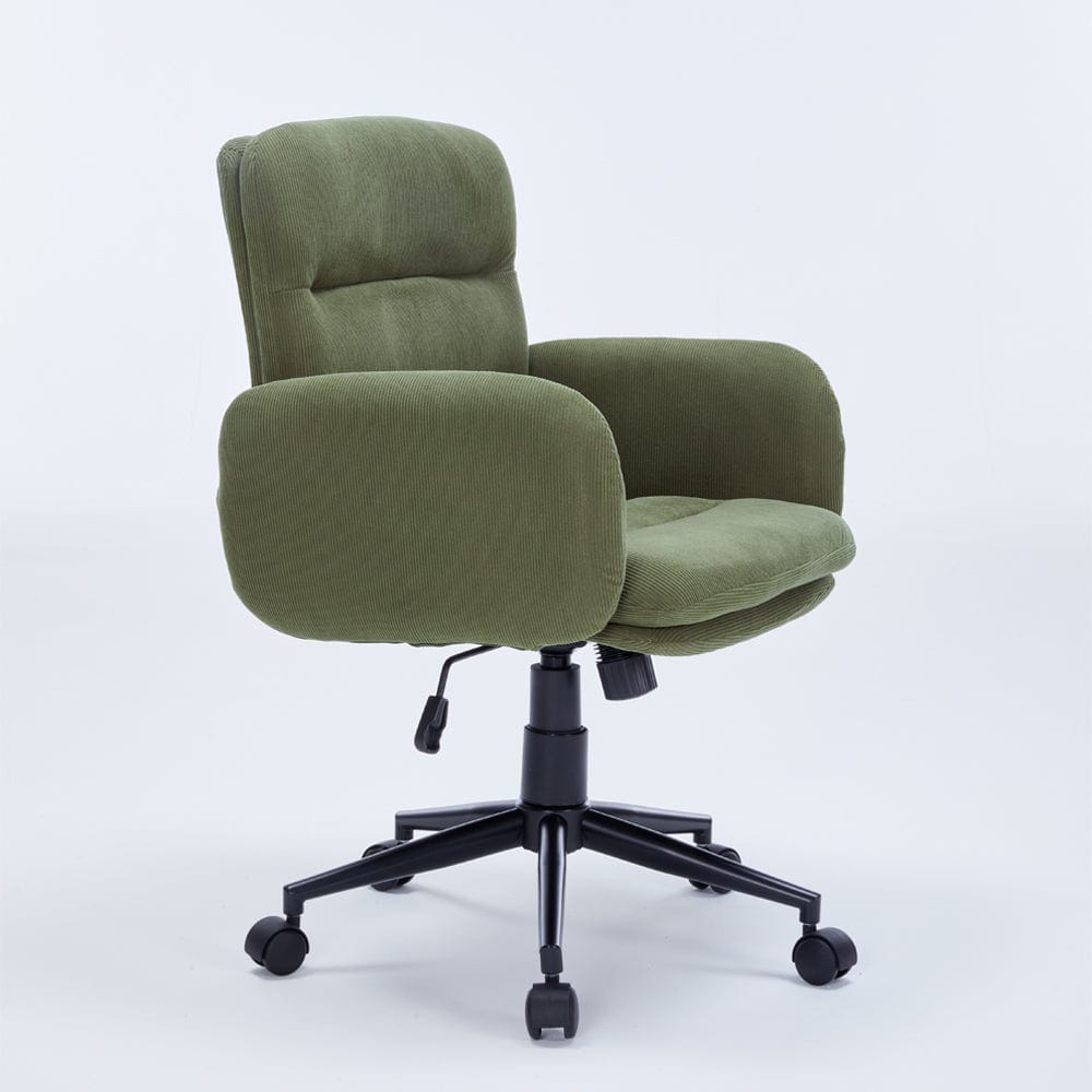 Green Corduroy Swivel Office Chair Armchair Adjustable Chair