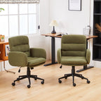Green Corduroy Swivel Office Chair Armchair Adjustable Chair
