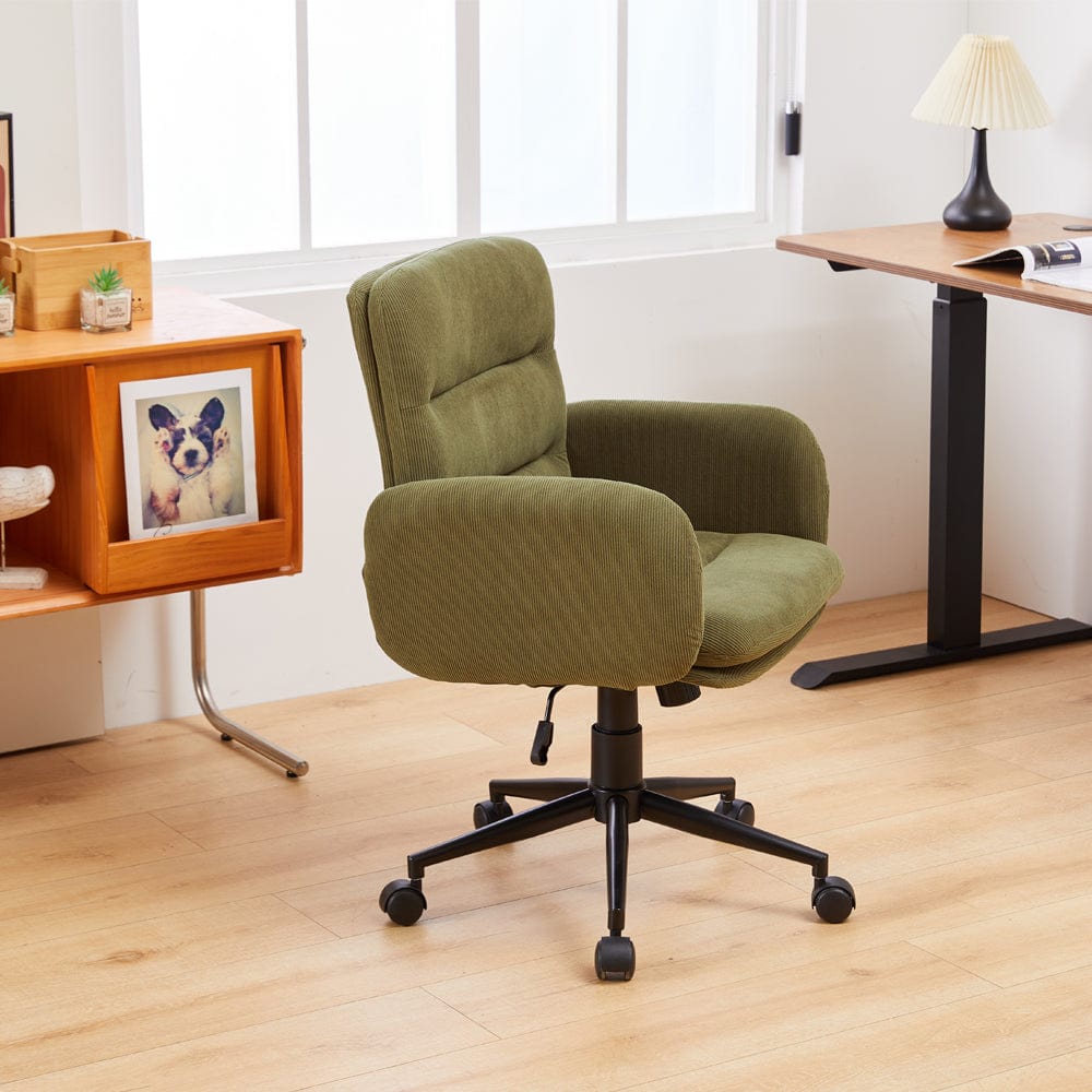 Green Corduroy Swivel Office Chair Armchair Adjustable Chair
