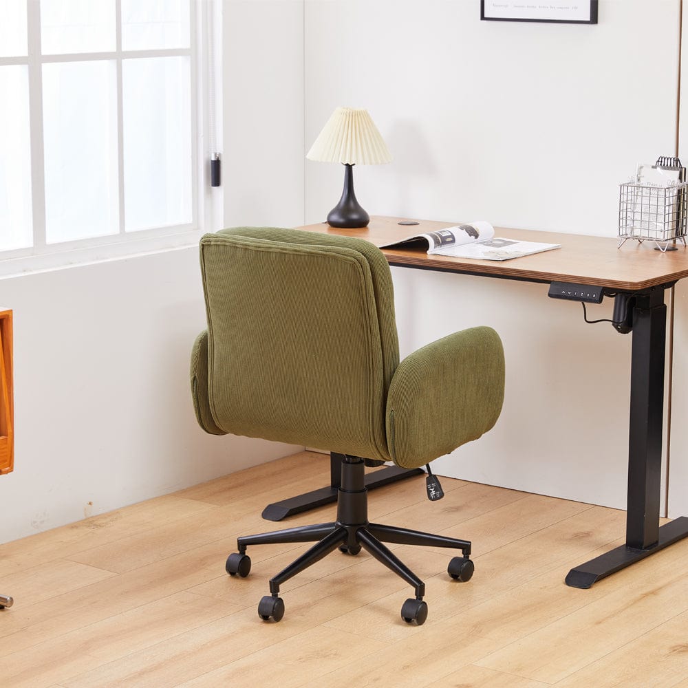 Green Corduroy Swivel Office Chair Armchair Adjustable Chair