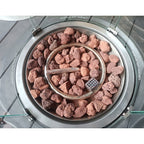 Aura 6 Seater Rattan Garden Furniture With Round/Rectangle Table Fire Pit Set In Grey