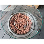 Aura 6 Seater Rattan Garden Furniture With Round/Rectangle Table Fire Pit Set In Grey