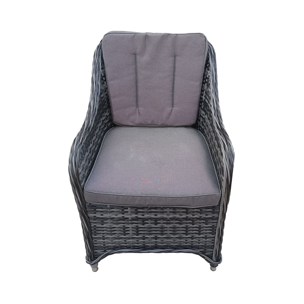 Aura 6 Seater Rattan Garden Furniture With Round/Rectangle Table Fire Pit Set In Grey