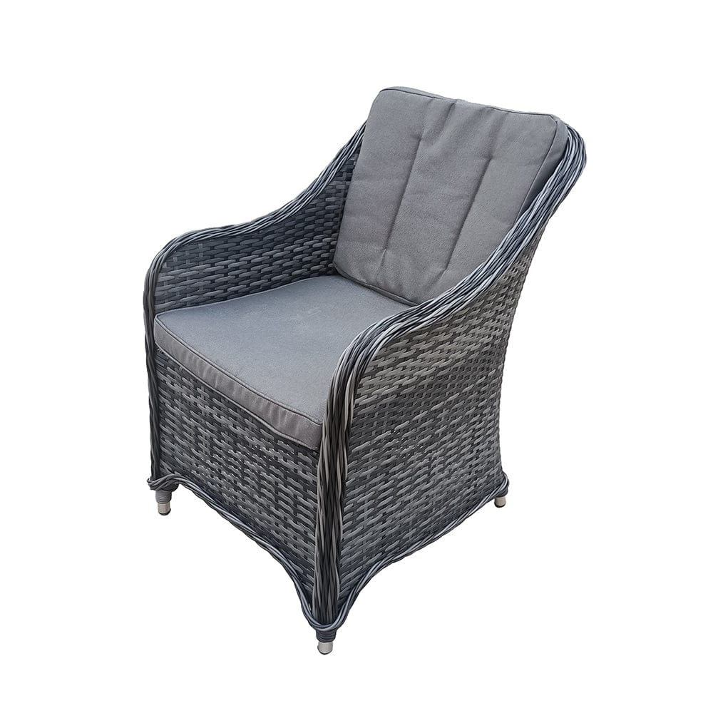 Aura 6 Seater Rattan Garden Furniture With Round/Rectangle Table Fire Pit Set In Grey