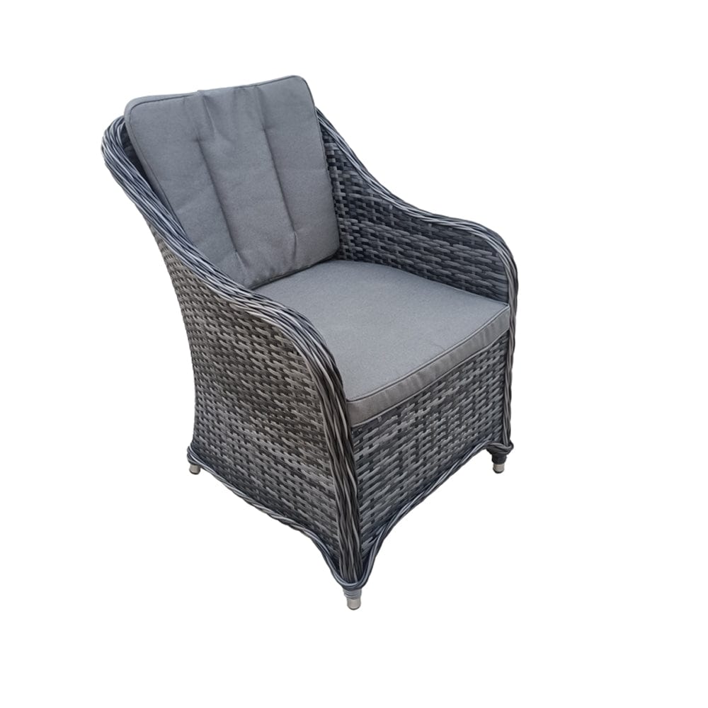 Aura 6 Seater Rattan Garden Furniture With Round/Rectangle Table Fire Pit Set In Grey