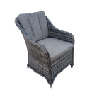 Aura 6 Seater Rattan Garden Furniture With Round/Rectangle Table Fire Pit Set In Grey