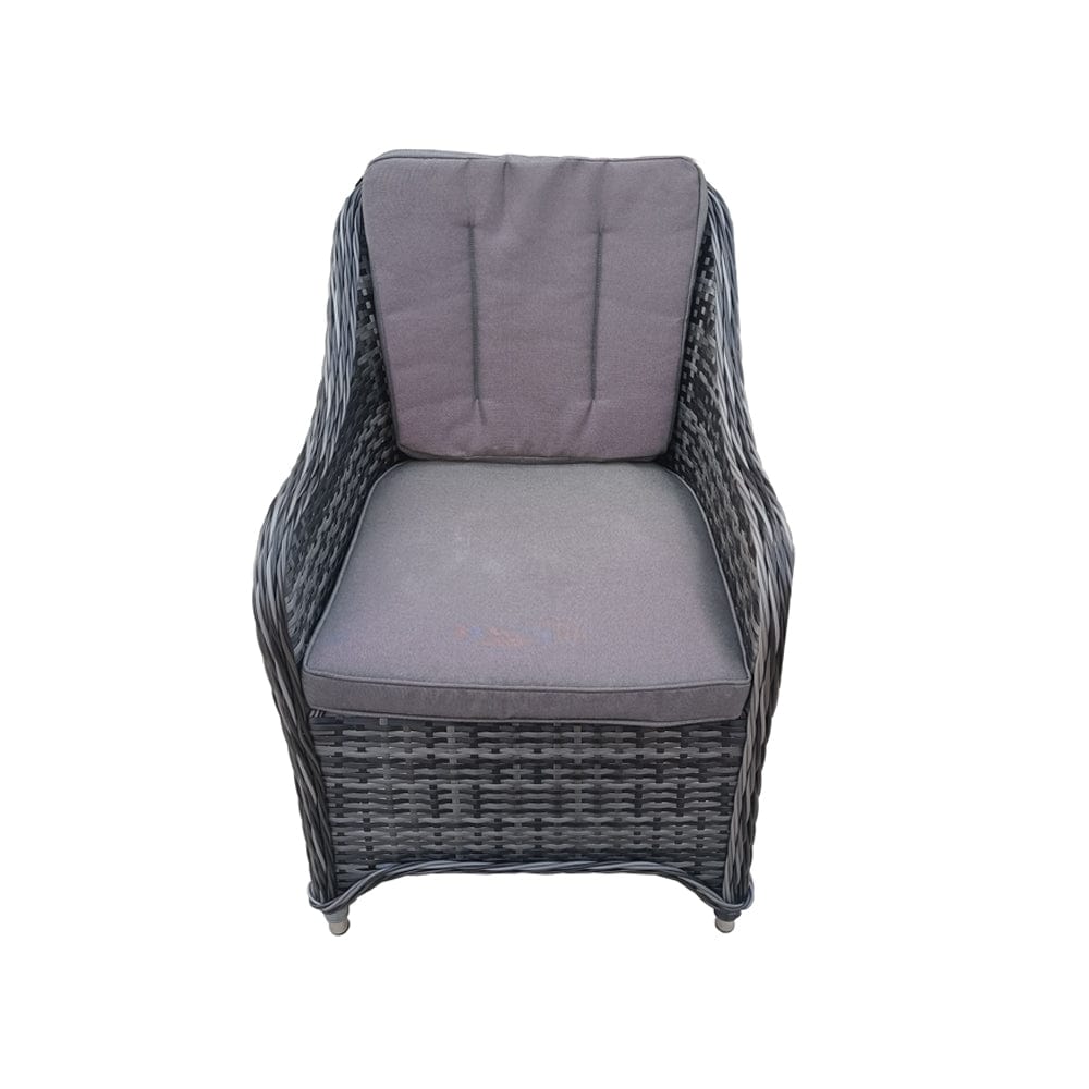 Aura 6 Seater Rattan Garden Furniture With Round/Rectangle Table Fire Pit Set In Grey