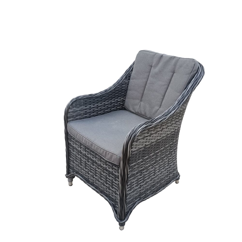 Aura 6 Seater Rattan Garden Furniture With Round/Rectangle Table Fire Pit Set In Grey