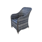 Aura 6 Seater Rattan Garden Furniture With Round/Rectangle Table Fire Pit Set In Grey